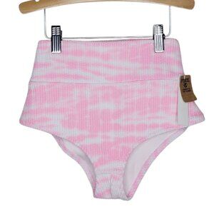 NWT Pink By Victoria Secret Crinkle High Waist Swim Shorts Shortie Size XS #3302